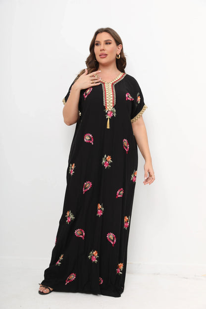 qgtao 2 Pieces Set African Dresses For Women Cotton O-neck Jilbab Short Sleeves Kaftan Dubai Abaya Hijab Muslim Plus Size Robe