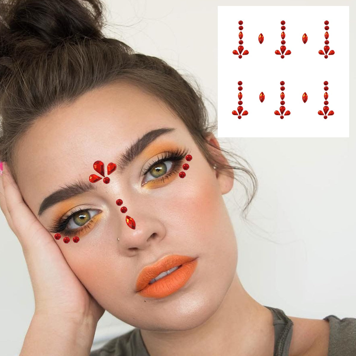 qgtao  Face Gems Temporary Tattoos Eyes Body Rhinestones Crystals Jewelry Makeup Sticker Glitter Bindi Dots Tears Jewels Halloween Rave