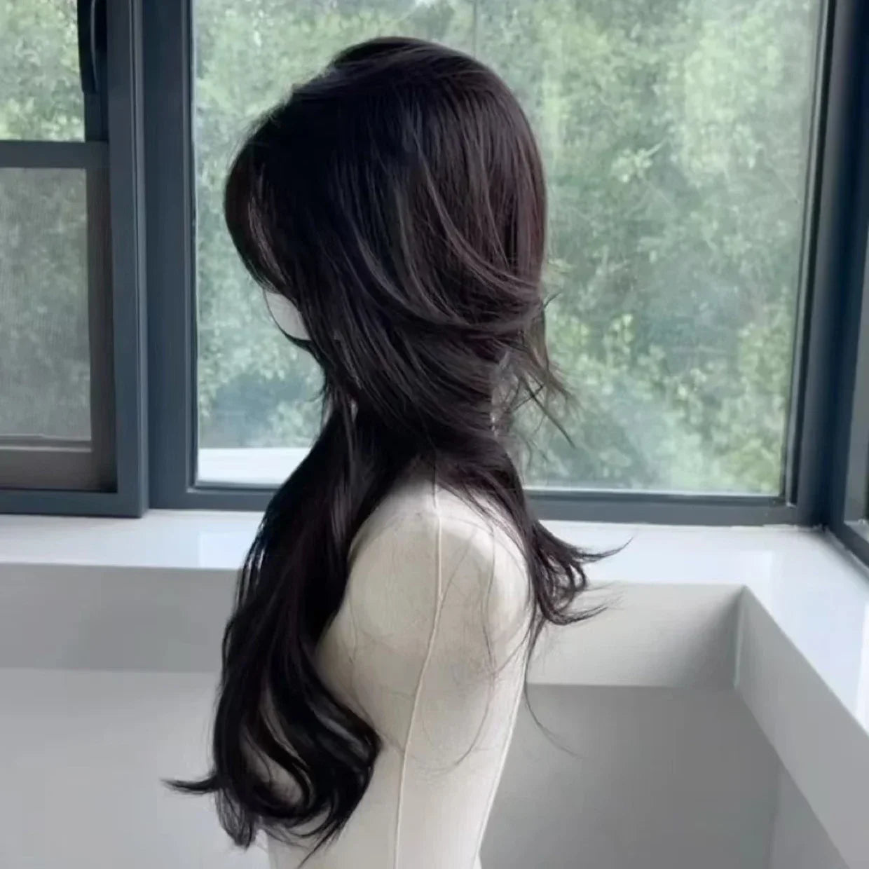 OKLULU  -  Black Wig Long Wavy Natural Hair Synthetic Wigs for Women 24inch High Quality Heat Resistance Wigs for Women Human Hair