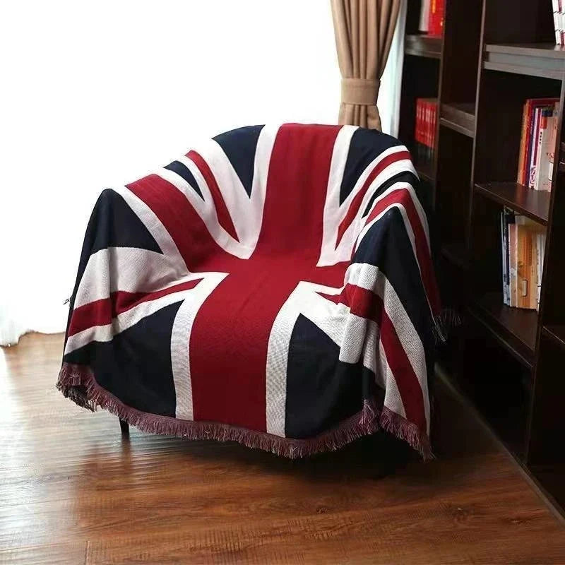 Yeknu UK USA Flag American Blanket Mat Cover Bedspread Star Sofa Cover Cotton Air Bedding Room Decor Tapestry Throw Rug United States