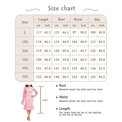 qgtao Plus Size Fashion Lace Splice Fishtail Dress Women's Sexy Skinny Round Neck Short Sleeve High Waist Elegant Party Dresses