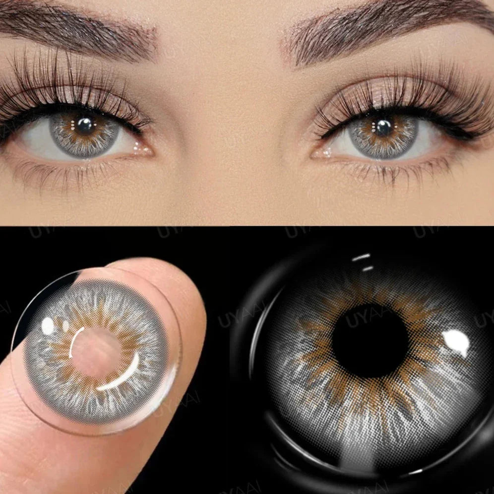 qgtao -0.75 to -6.00 Natural Graduation Colored Eyes Lenses with Degree Colored Contact Lenses with Diopters Gray Colored Pupils