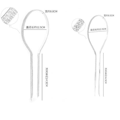 Shining Luxury Alloy Rhinestone Hairbands For Women Long Chain Tassel Bands Crystal Headband Wedding Hair Band Accessories