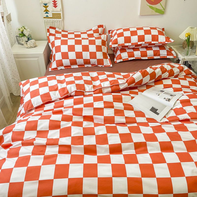 Yeknu Checkerboard Bedding Set No Comforter Hot Sale Single Queen Size Flat Sheet Quilt Duvet Cover Pillowcase Polyester Bed Linens