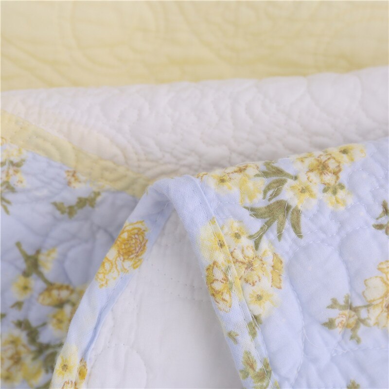 Yeknu 100% Cotton Yellow Daisy Quilt 3pcs Embroidered Quilted Quilt Pillowcase Free Shipping