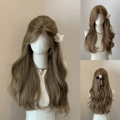 OKLULU  -   Wigs for Women Brown Long Curly Hair Big Wave Wig Natural Curls Headband Lolita Wig Heat Resistant Cosplay Synthetic