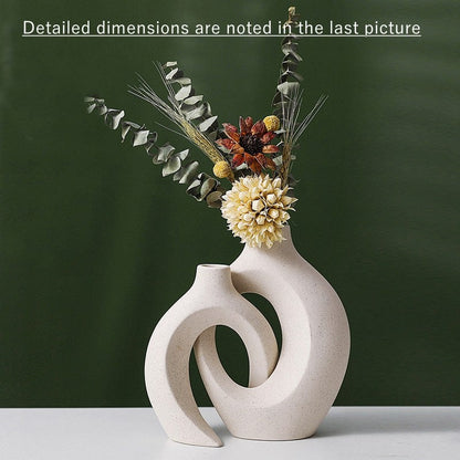 qgtao  Nordic Ceramic Vase  2Pcs/Set Snuggle White Matte Vase for Pampas Grass Living Room Office Desktop Porch Home Decoration