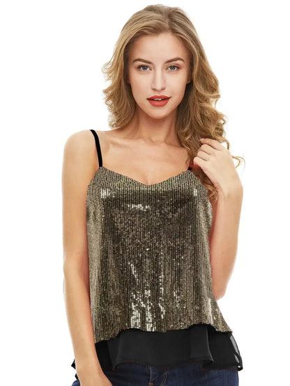 Sexy Tops Vintage Summer Tank Top Women Casual Camis Sequin Ladies Tee Streetwear Blusas Fashion y2k Club Shirt Woman Clothes