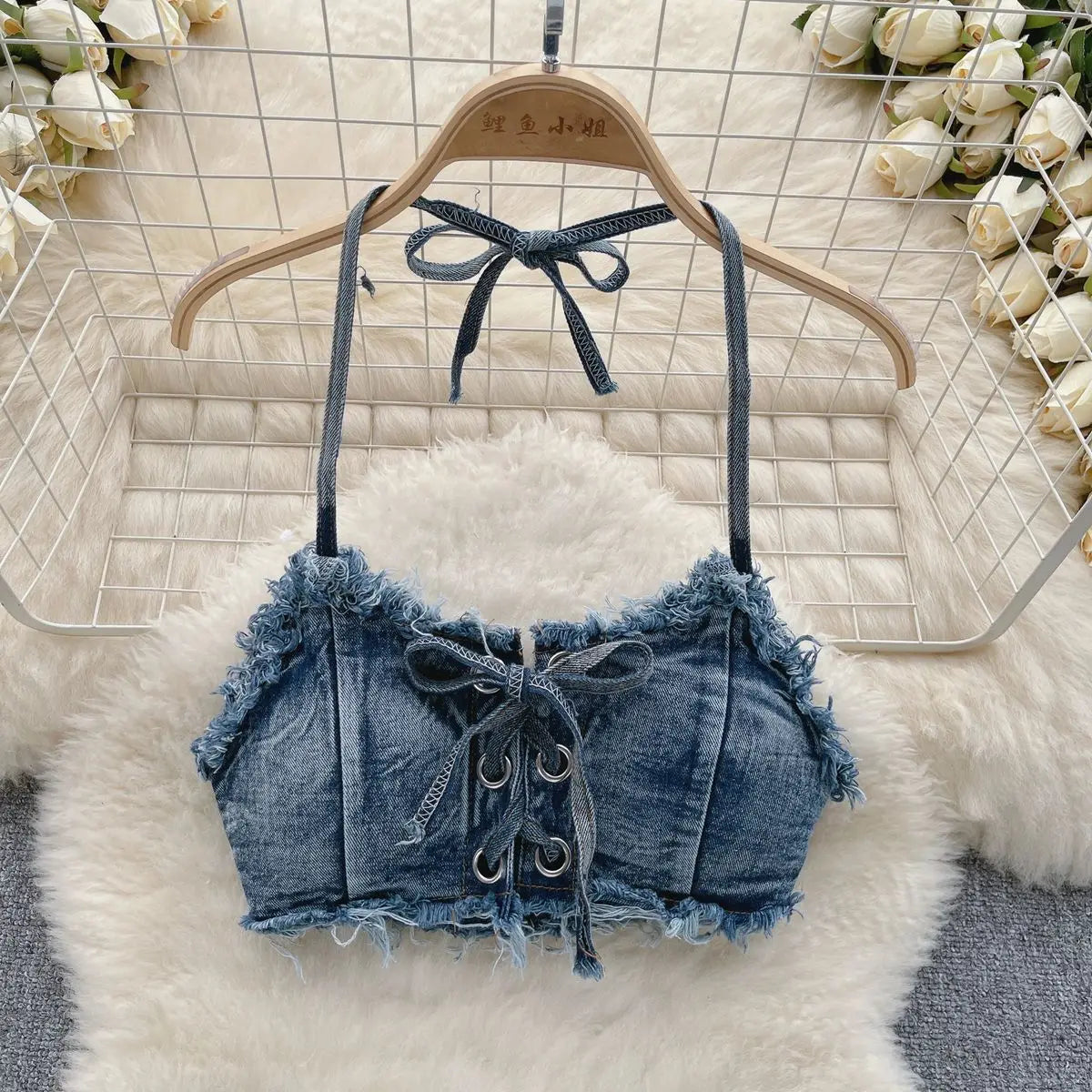 qgtao 2024 Women's Bikinis Set Summer Sexy Denim Strap Bra Vest and Low Waist Shorts Bathing Suit Swimsuit  Swimwear