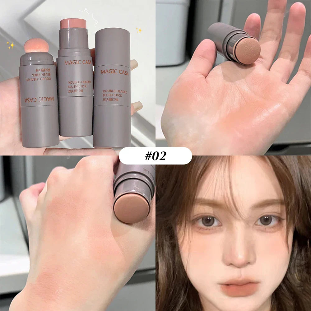 qgtao Waterproof Natural Cheek Blush Facial Nourishing Blush Eyeshadow Cream Stick Multi-purpose Eyes&lips Blusher Makeup Cosmetics