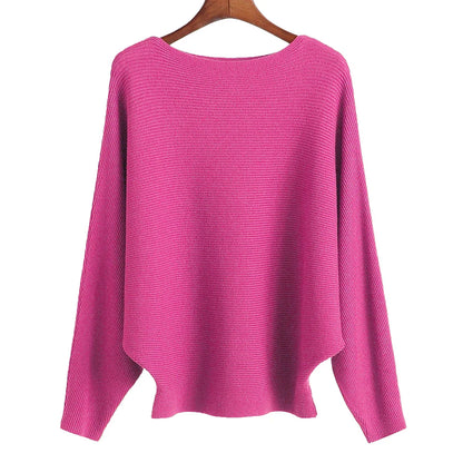 qgtao Winter 2024 Boat Neck Batwing Sweaters Pullovers Women Casual Cashmere Sweater Plus Size Knit Jumpers Tops Pull Femme