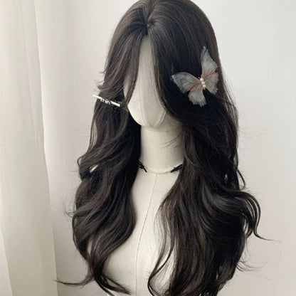 qgtao  -  Black Wig for Women Natural Center Parting Eight Bangs Long Curly Hair Natural Hair Cosplay Wig for Daily Use  Lolita  가발