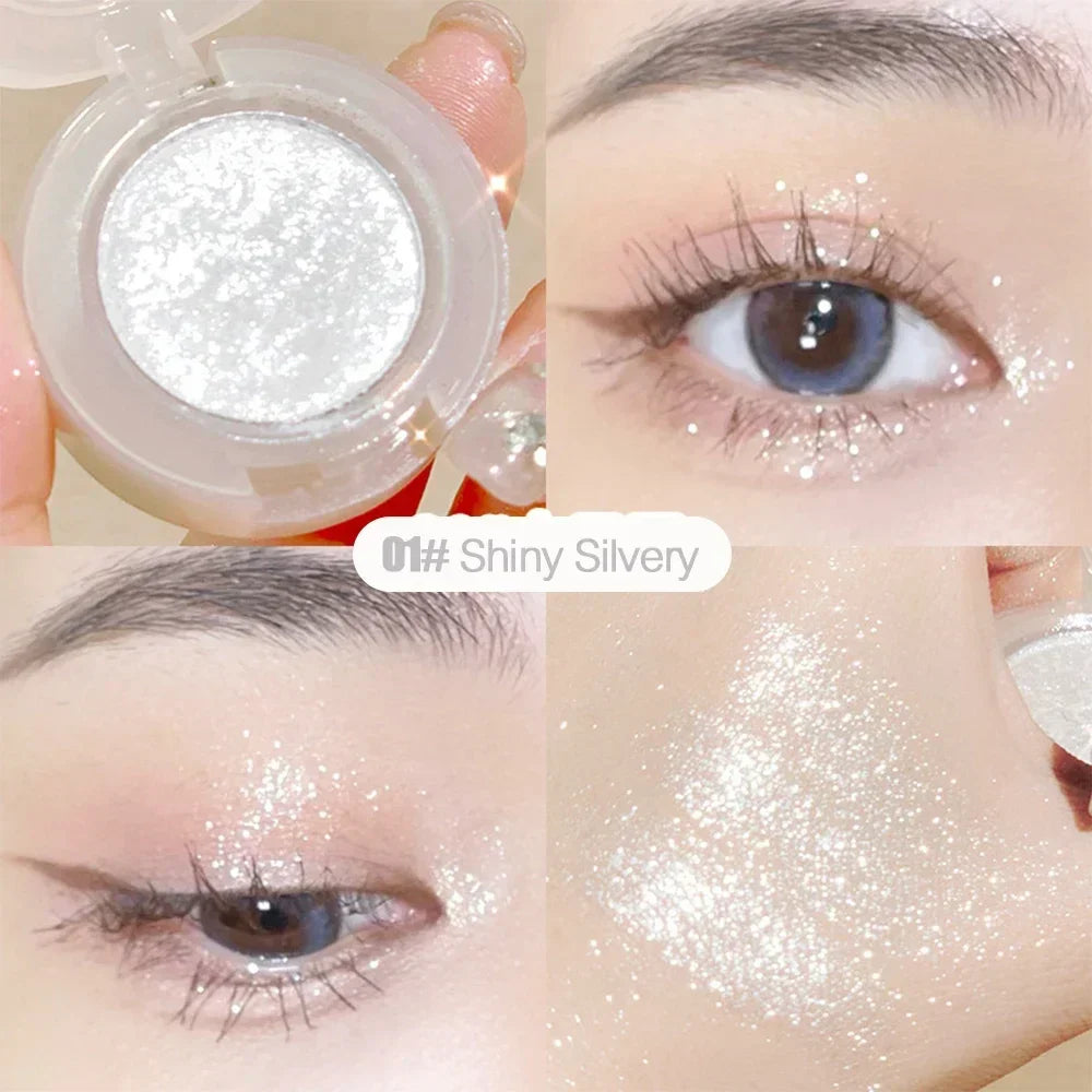 qgtao  -  Diamond Glitter Monochrome Eyeshadow Palette Discoloration Eyeshadow Highlighter Sequins Waterproof Lasting Eyes Makeup Pigments