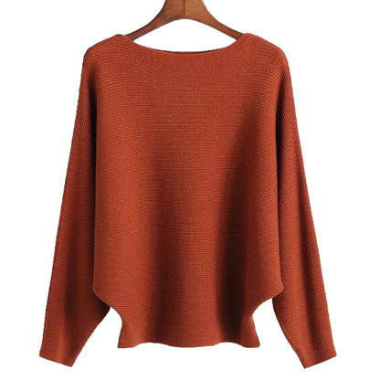qgtao Winter 2024 Boat Neck Batwing Sweaters Pullovers Women Casual Cashmere Sweater Plus Size Knit Jumpers Tops Pull Femme