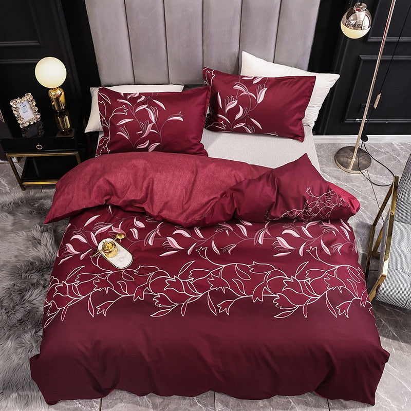 Yeknu 3pcs Nordic Exquisite Embroidery Bedding Set Bedroom Double Comfort Soft High Quality Quilt Cover and Pillowcase