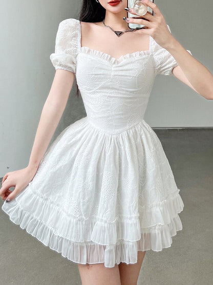Coquette White Pleated Dress