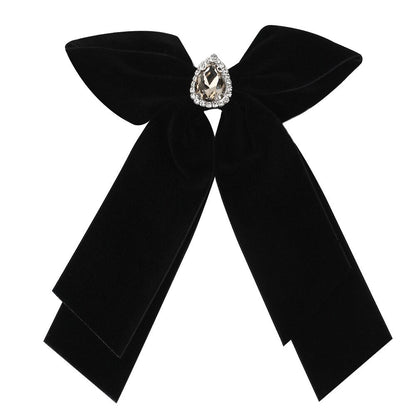 Vintage Black Big Large Velvet Bow Hair Clip For Women Girls Wedding Long Ribbon Korean Hairpins Barrette Hair Accessories
