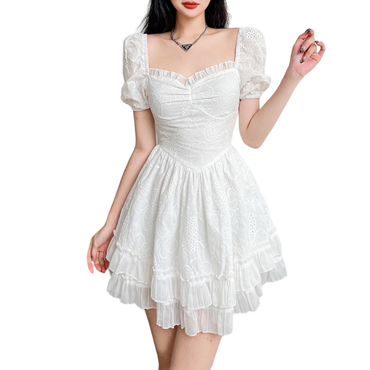 Coquette White Pleated Dress