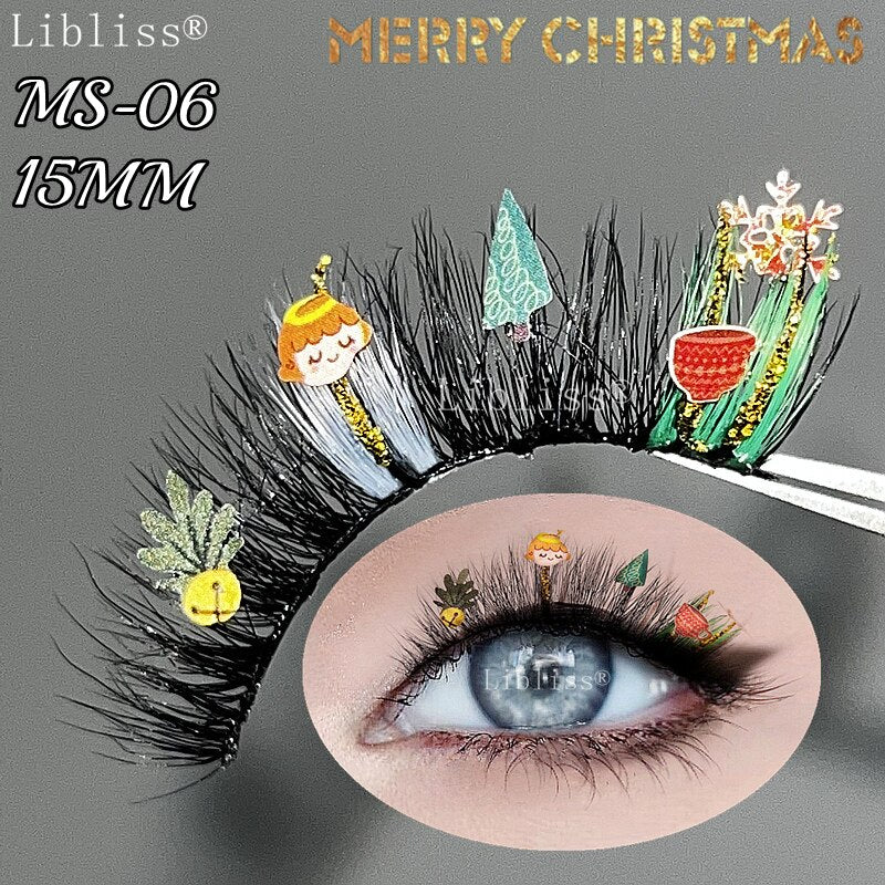 15-20MM Party Fluffy Halloween Christmas Mink Lashes Vendor 3D 5D Glitter Colored Fake Eyelashes Box Package Makeup Tools