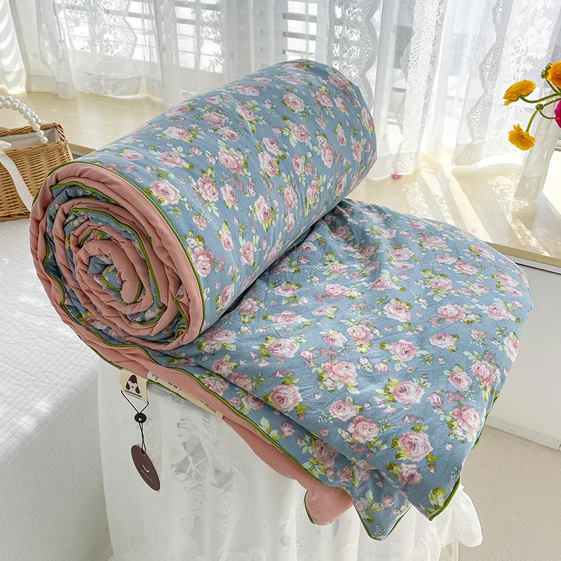 Yeknu Quilt Double Layer Yarn Soybean Fiber Mother And Baby Grade Soft Glutinous Summer Cool Quilt Comfortable Breathable Home Textile