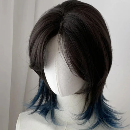 qgtao  -  Synthetic Cosplay wigs Mullet Head Wig Natural  Long Hair Gradien High Quality wig For Men and Women Short Straight Wolf
