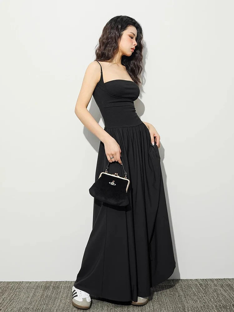 qgtao Sleeveless Backless Maxi Dress Women 2024 Y2K Elegant Sexy Outfits Ladies Black Long Dresses Birthday Party Club Sundress