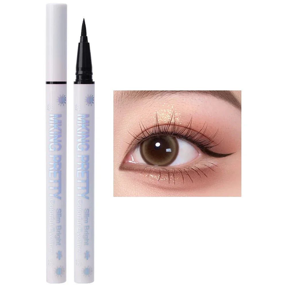 qgtao Colored Eyeliner Pencil Matte Waterproof Long Lasting Eyeliner Liquid Pen Quick-drying No Blooming Black White Eye Makeup Tools