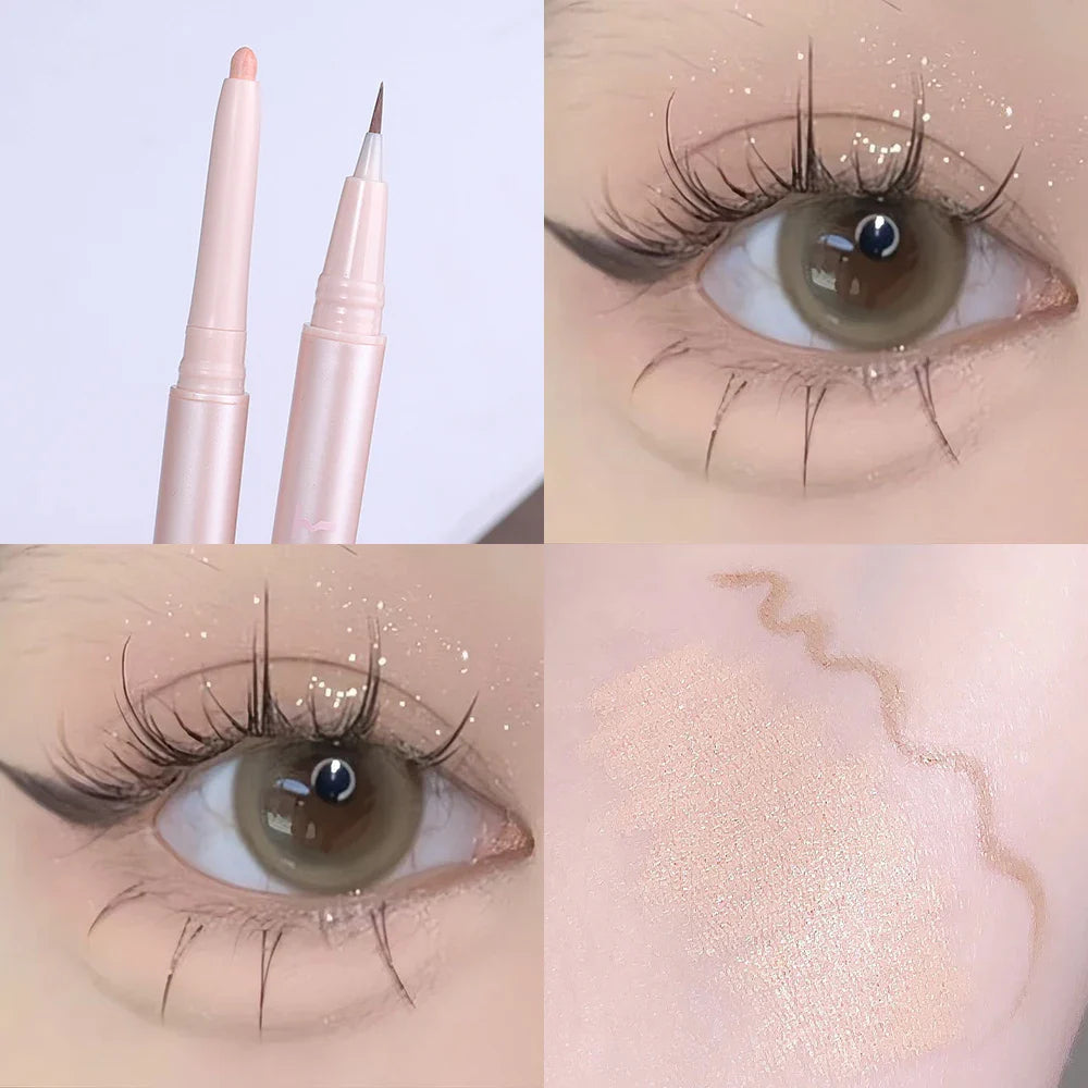 qgtao Double Ended Lying Silkworm Pencil Highlighter Makeup Pen enlarge eyes Under Eye Highlighter Makeup Stick Slim & soft  tip