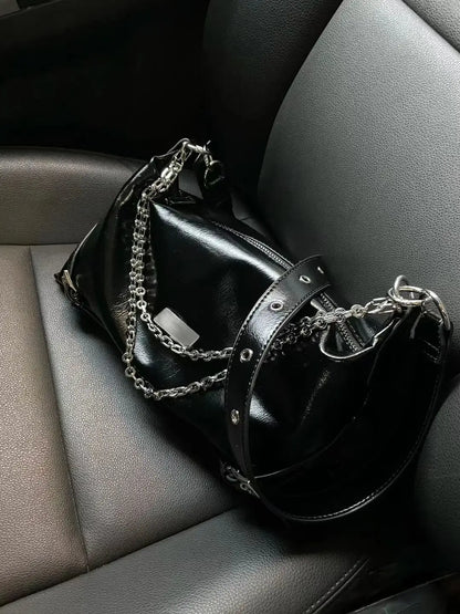 qgtao Y2k Vintage Handbags Women 2023 Hot Girls Chains Soft Chic Casual Shoulder Bag Female Retro Harajuku White Messenger Bag