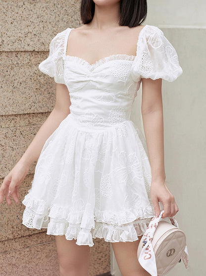 Coquette White Pleated Dress