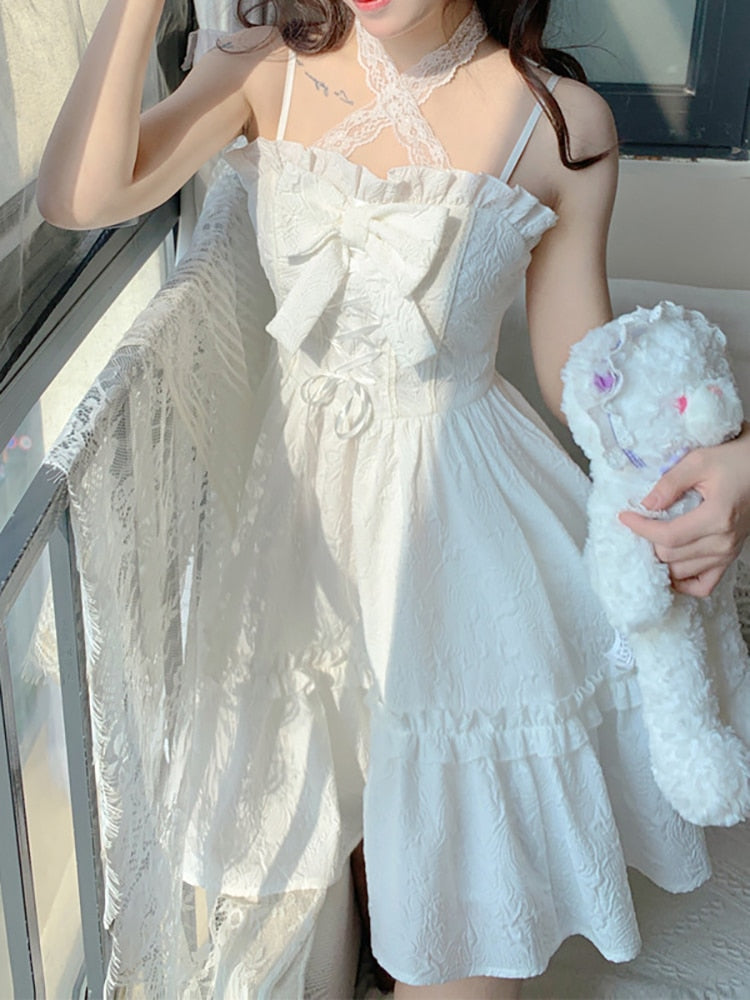 Summer White Lolita Mini Dress