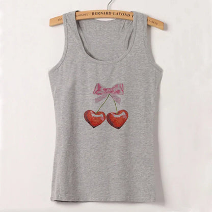 qgtao Y2k Tshirt Grunge Baby Tee Aesthetic Cherry Print Casual Vintage Streetwear Short Sleeve Crop Top Clothes Gothic Slim T-shirts