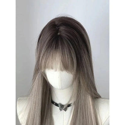 qgtao  -  EMO Wigs Ombre Long Straight Hair Asian Gradient Picking European and American Style Headband Wig for Daily Use Cosplay  가발