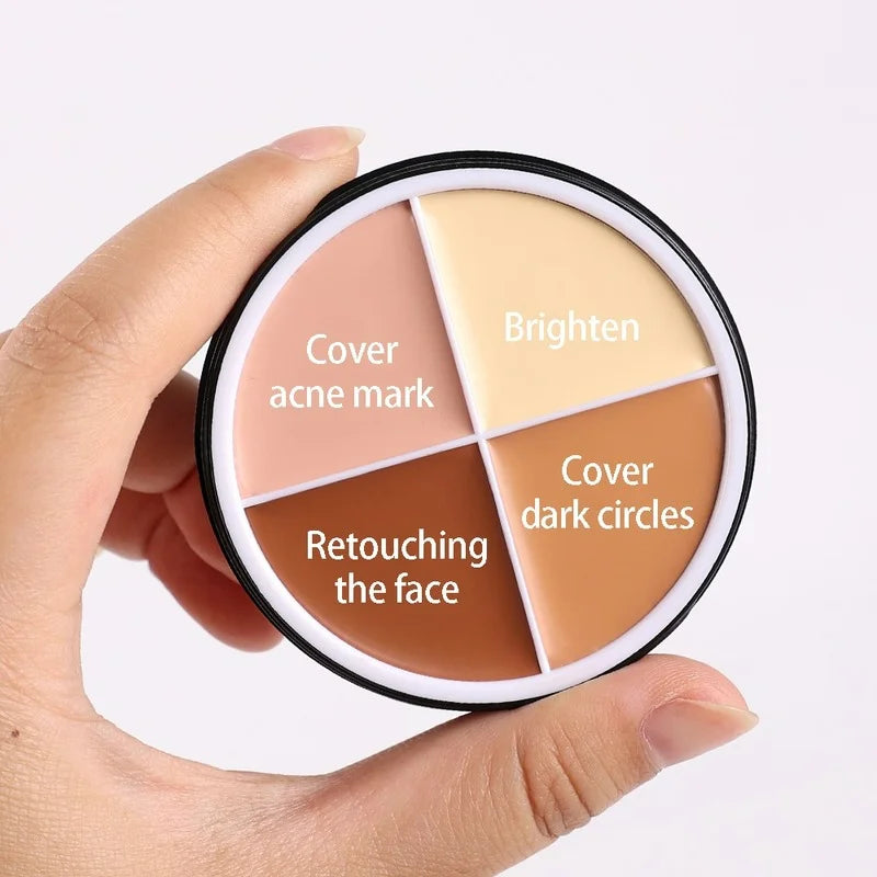 qgtao 4 Colors Concealer Makeup Palette Waterproof Moisturizing Coverage Dark Circle Face Contour Bronzer Foundation Cream Cosmetic