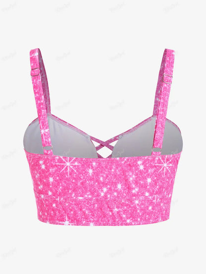 qgtao  Plus Size Padded Plaid Three Piece Swimwear Women Tankini Top,Briefs And Skirt Fashion High Waist Beachwear Bathing Suit