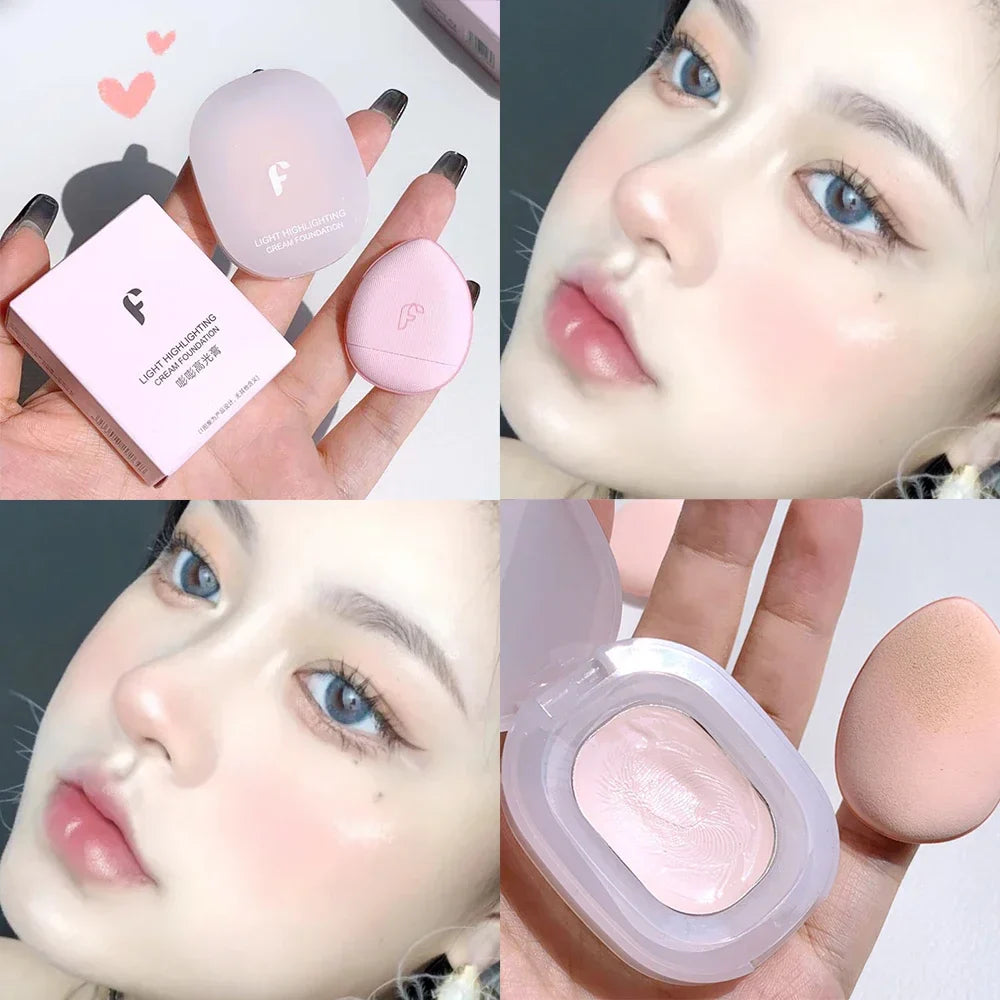 qgtao 4 Colors Contouring Highlighter Cream Mashed Potato Texture Waterproof 3D Face Illuminator High Gloss Lasting Facial Makeup