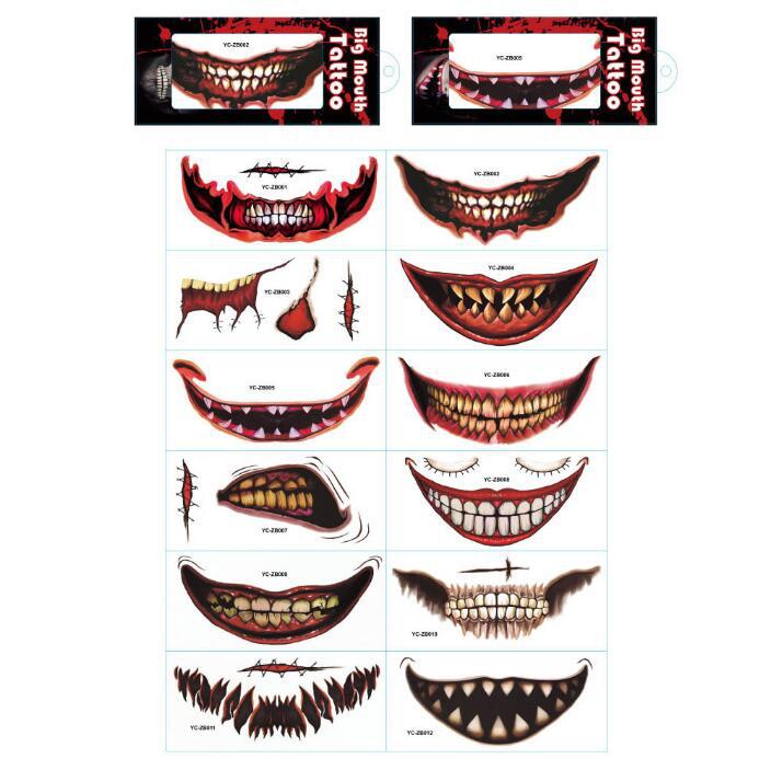 Halloween Prank Makeup Temporary Tattoo 10/5PCS Temporary Face Tattoo DIY Fake Tattoo Party Makeup Stickers Dropshipping