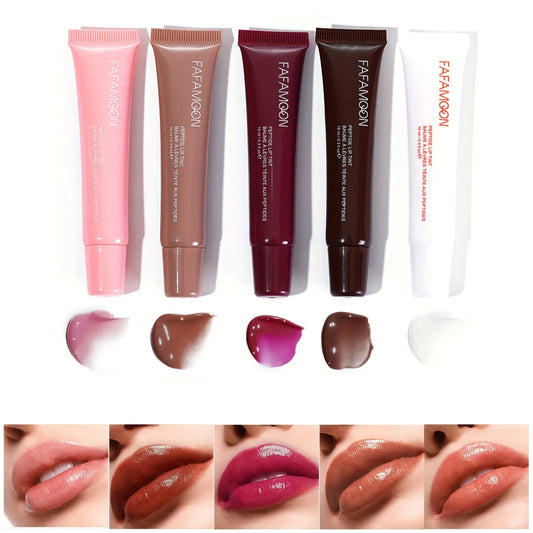 qgtao 5-color glossy lip balm, moisturizing, hydrating and lightening lip lines, fruity makeup liquid, tinted lip balm suitable for da