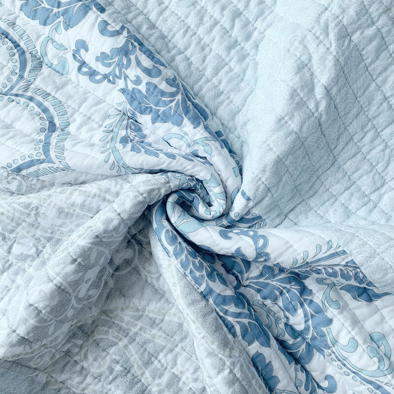 Yeknu 100% Cotton Modern Minimalist Light Blue 3pcs Printed Quilted Quilt Pillowcase Free Shipping