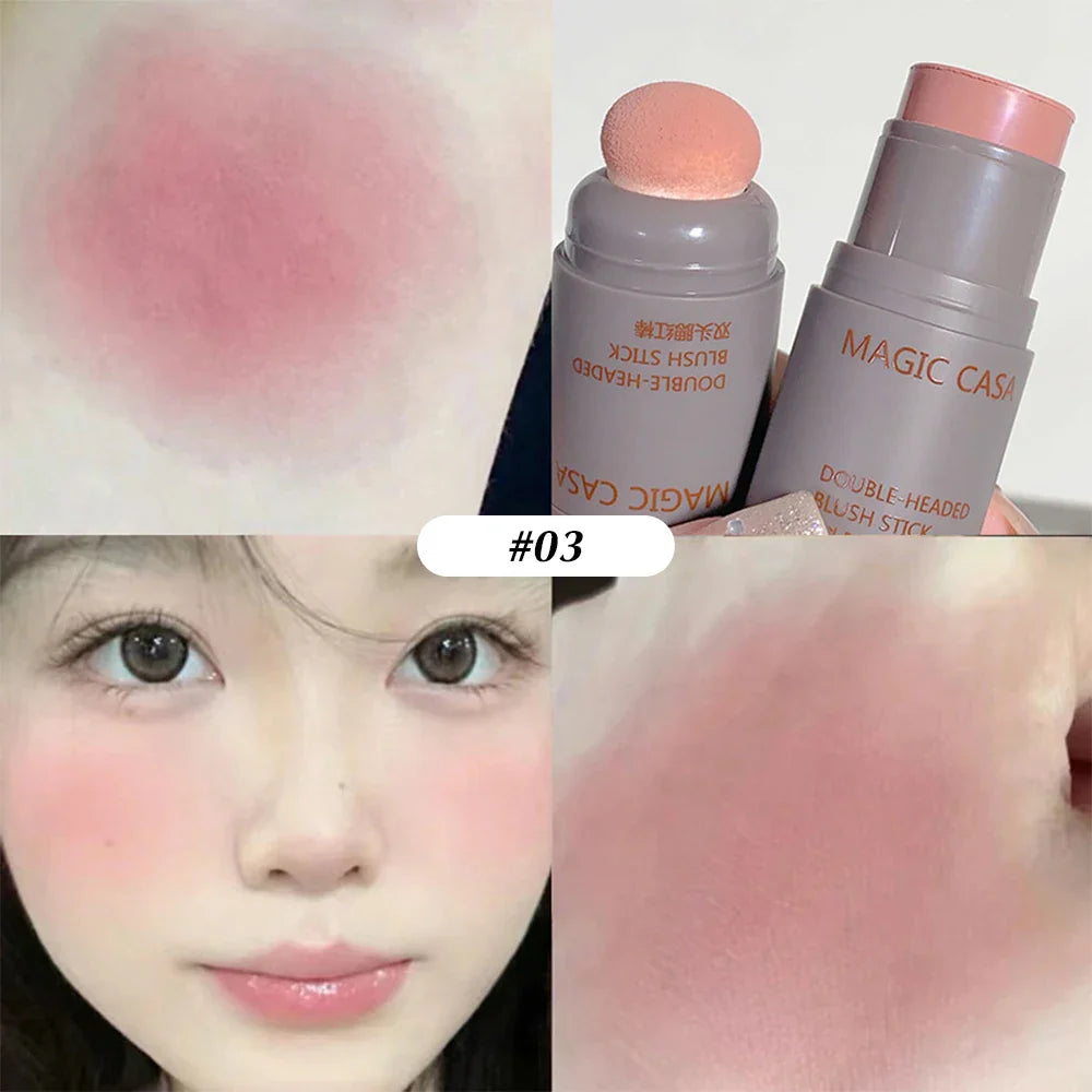 qgtao Waterproof Natural Cheek Blush Facial Nourishing Blush Eyeshadow Cream Stick Multi-purpose Eyes&lips Blusher Makeup Cosmetics