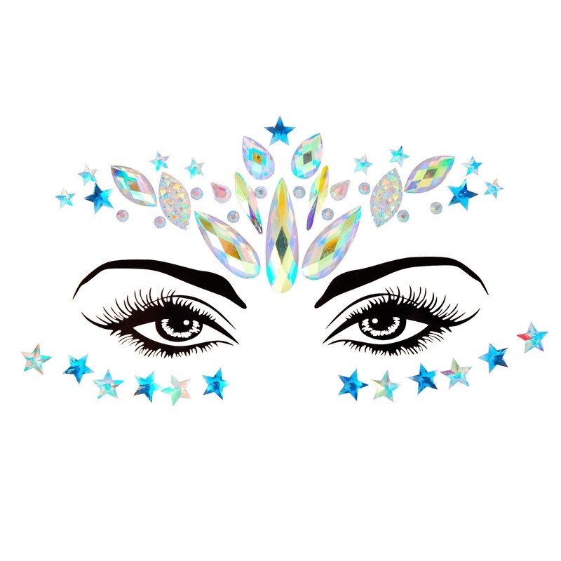 Face Festival Stickers 3D Eyebrow Diamond Temporary Tattoo Kids Show Makeup Halloween Party DIY Face Jewelry Tattoo Decoration