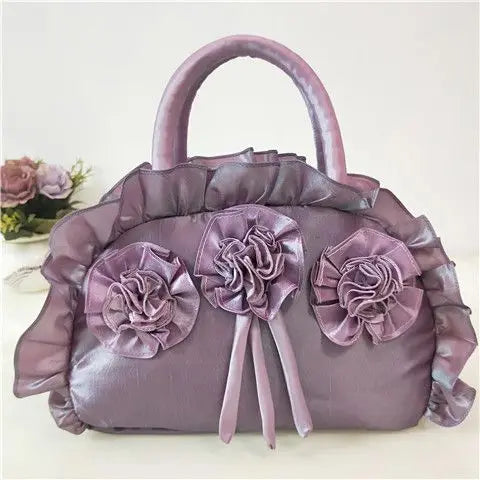 qgtao Gothic Purple Y2k Hand Bag Women New Dark Lolita Soft Chic Handle Purse Female Vintage Flower Cute Mini Bag Bolso Mujer