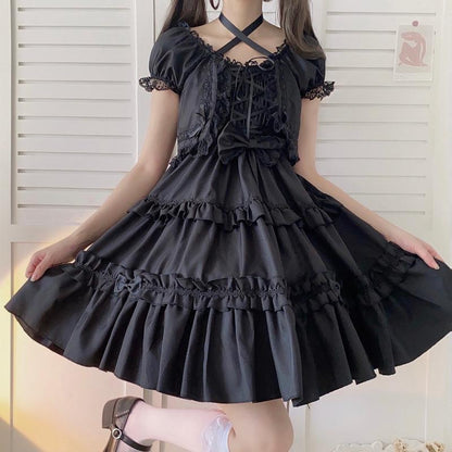 Lolita Goth Lace Ruffle Dress