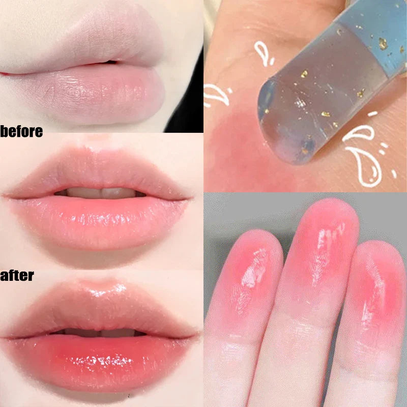 qgtao Moisturizing Lip Balm Temperature Color Change Lipstick Shinny Gold Foil Dead Skin Remove Lasting Lipstick Base Cream Lip Makeup