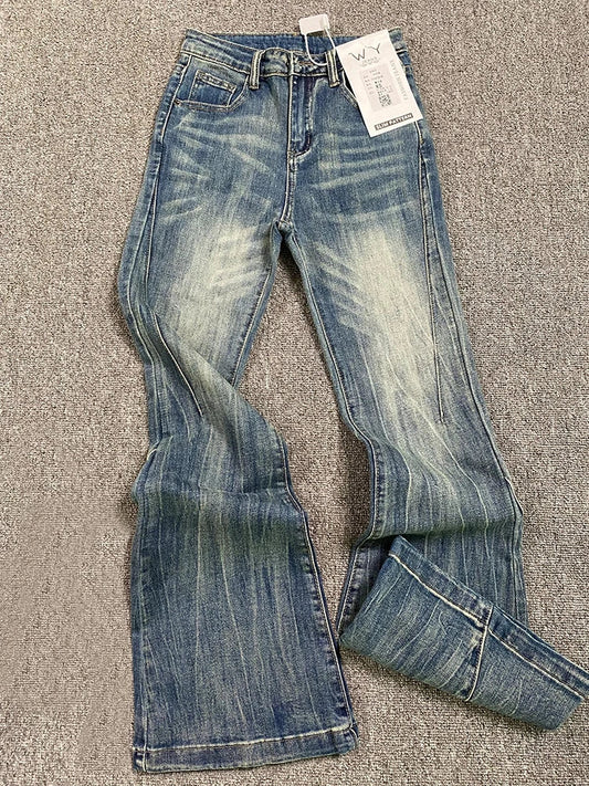 Women's Blue Jeans Vintage Korean Baggy Cowboy Pants Harajuku Wide Denim Trouser 90s Aesthetic Y2k 2000s Trashy Emo Clothes 2024