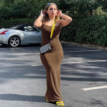 qgtao聽 2024 New Sexy Long Dresses Daily WearWomen Sleeveless Fish Tail Dress, Solid Color Spaghetti Strap Bodycon Long Skirt