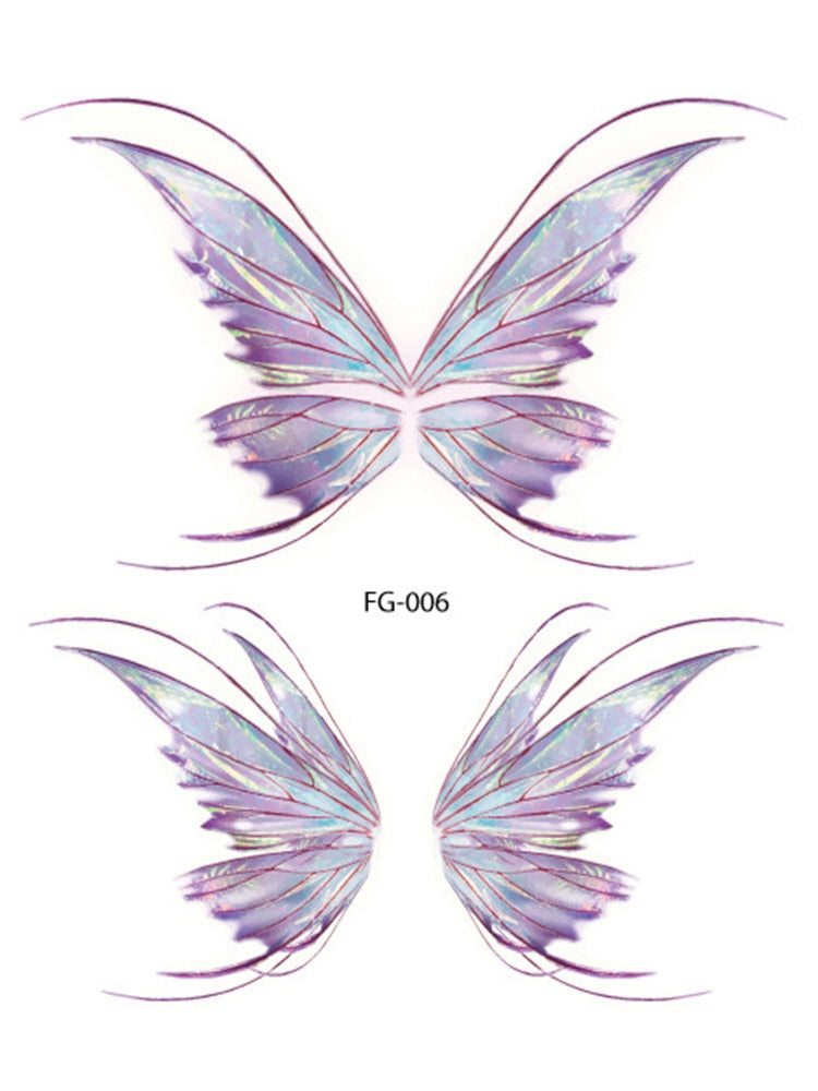 Fairy Butterfly Wings Shiny Tattoo Sticker Waterproof Eyes Face Hand Body Art Fake Tattoos Women Makeup Dance Music Festival