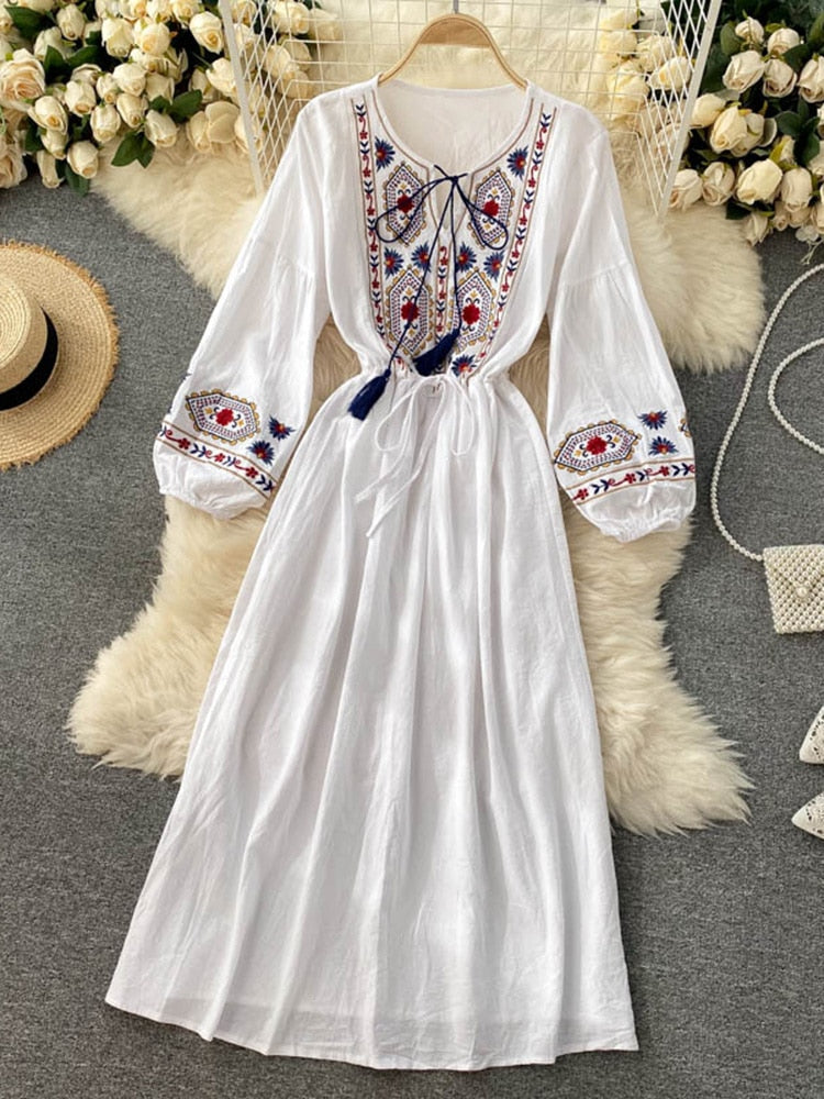 Boho embroidered long dress