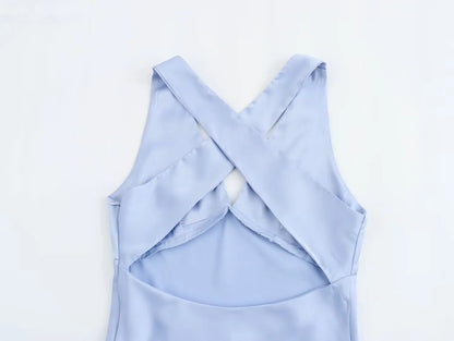 qgtao  2024 Women's Silk Satin Texture Long Dress Dresses on Sale Clearance Sexy Costume Robe Femme Elegant Fashion Summer