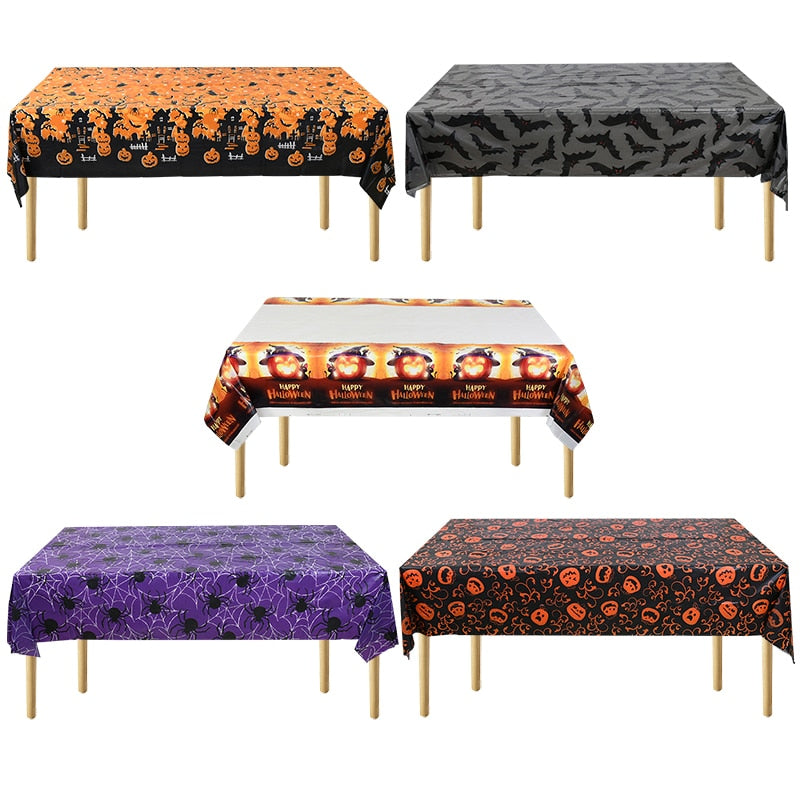 Halloween Decoration Tablecloth Pumpkin Spider Web Bat Plastic Table Cover Festival Party Home Table Decoration Supplies